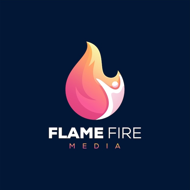 Flame fire gradient logo design