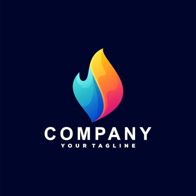 Flame fire gradient logo design