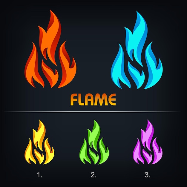 Flame of Fire Logo abstract vector design element template Creative concept business logotype Vector illustration