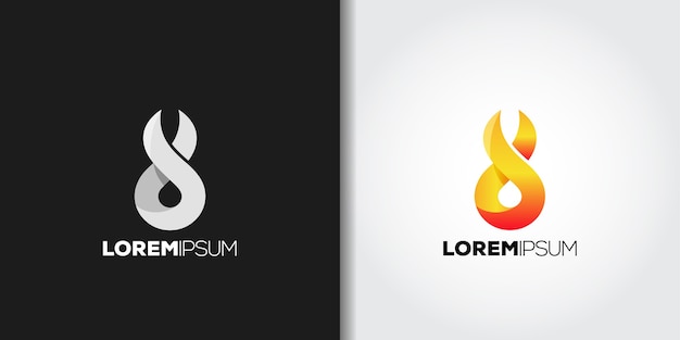 Flame fire logo set