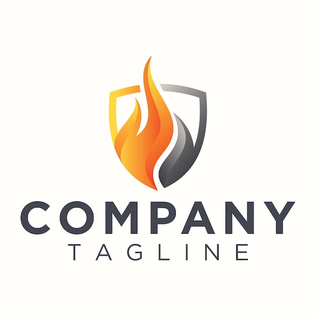 Flame Fire Shield logo vector