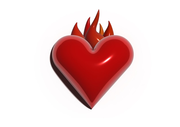 Flame Heart with puffy effect vector