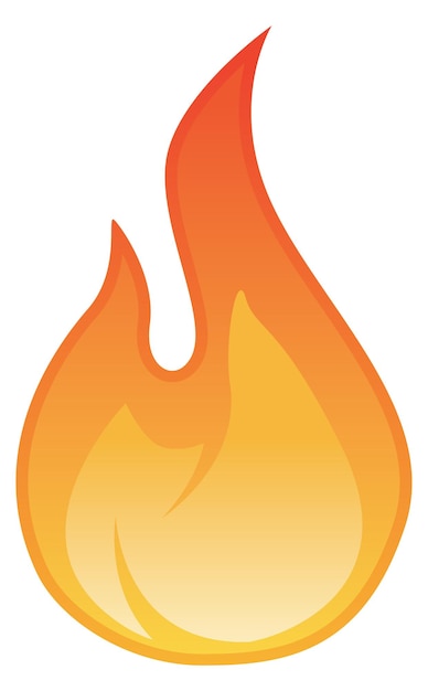 Vector flame icon cartoon fire burning heat symbol