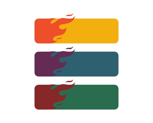 Vector flame icon set flat color design vector illustration