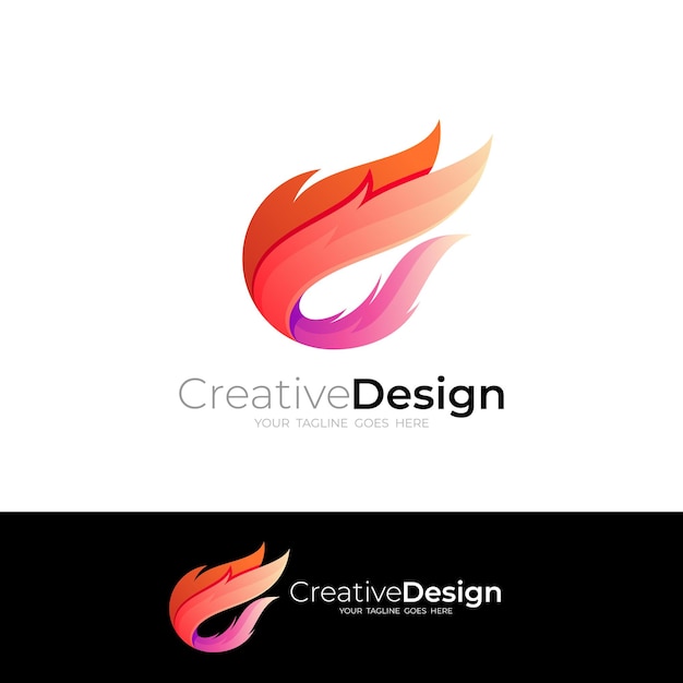 Flame icon template red color design comet logo with simple design