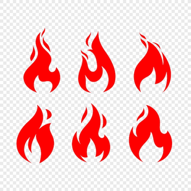 Flame icons vector collection isolated