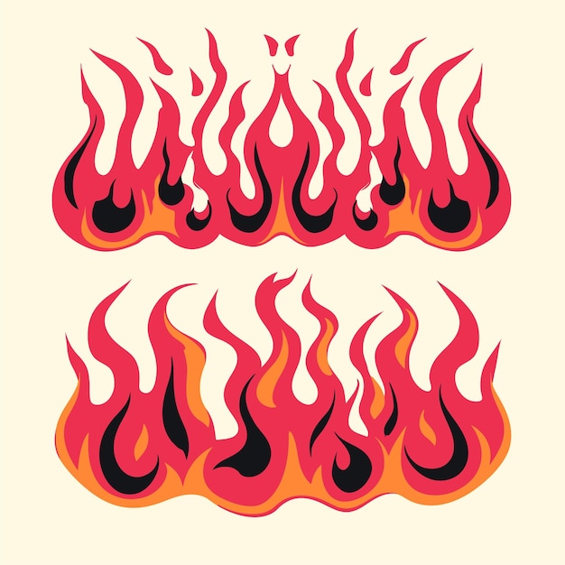 Flame illustrations for modern designs and tshirts