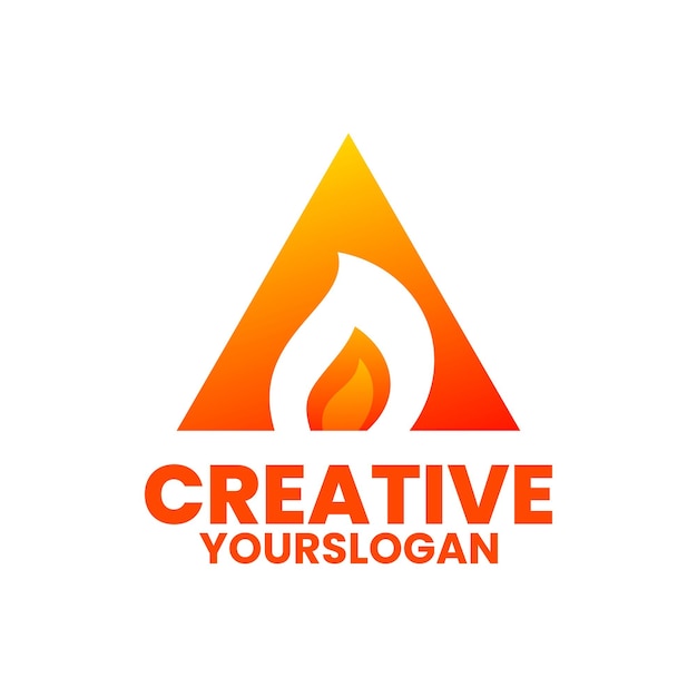 Flame a letter logo initial gradient colorful