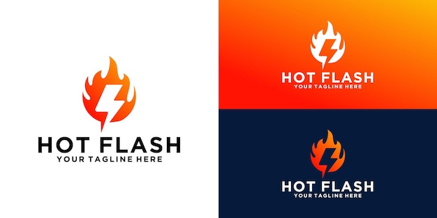 Flame and lightning flash logo design