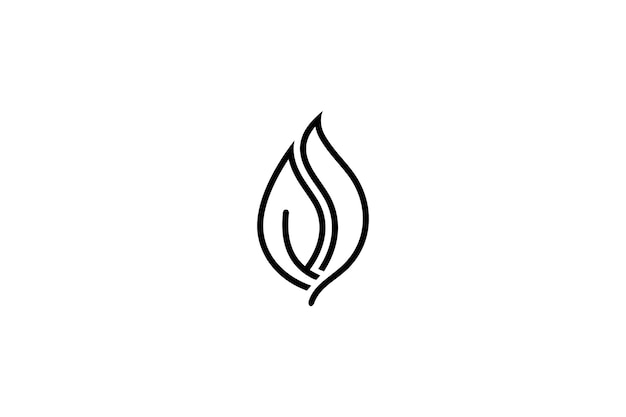 Vector flame line logo with leaf combination