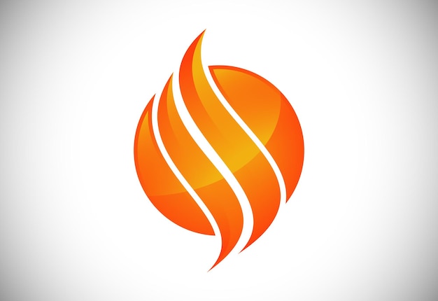 Vector flame logo design fire icon oil and gas industry symbol isolated on white background