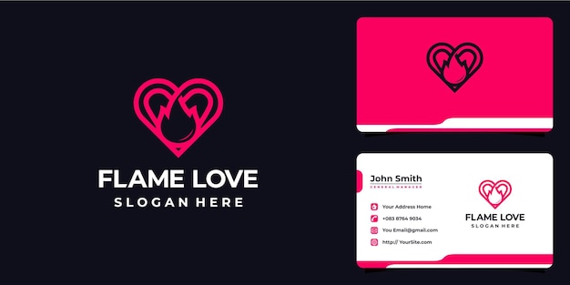 Flame love logo combination and business card