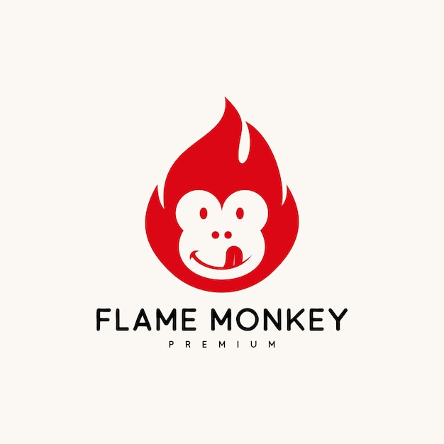 Vector flame monkey fire logo vector icon illustration