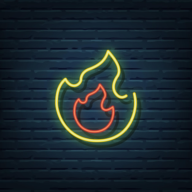 Vector flame neon sign elements