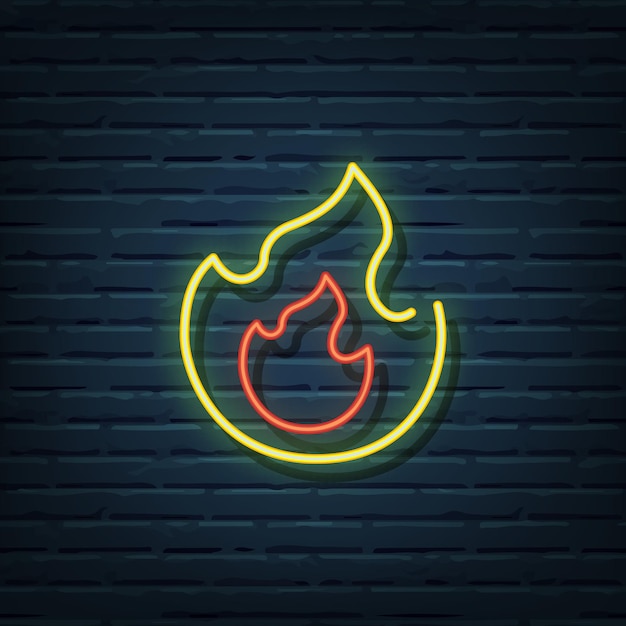 Flame neon sign elements