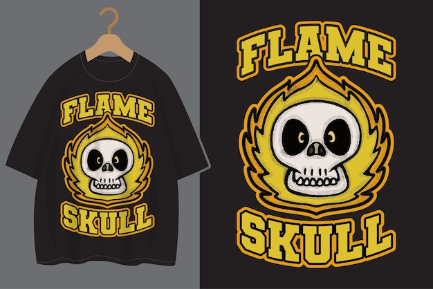 Flame skull street wear t shirt design