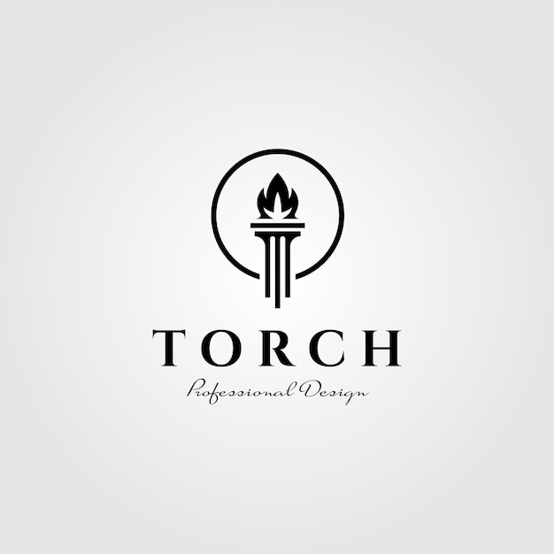 Flame torch logo pillar symbol illustration design