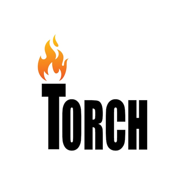 Flame torch logo template design