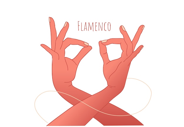 Вектор Концепция танца фламенко. красивые изящные руки танцора. испанская культура.