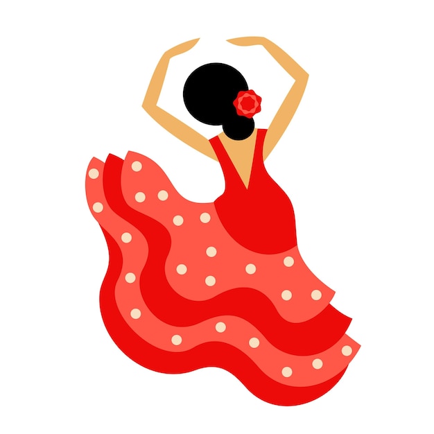 Vector flamenco dancer flat style vector illustration. traditional spanish dance.