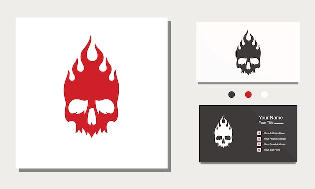 Vector flames devil skull fire hipster logo design icon vector illustration