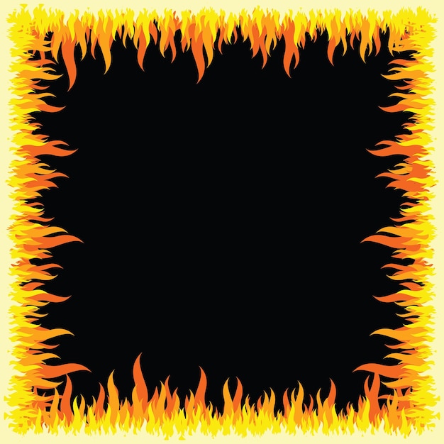 Flames effect boder frame with black background