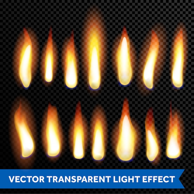 ベクトル 炎火燃焼炎透明セット