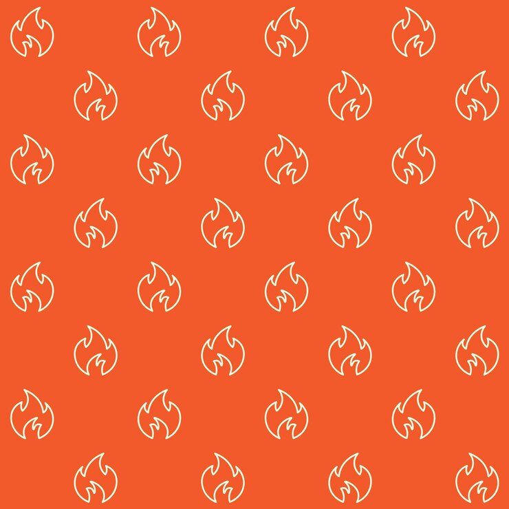 Vector flames outline vector seamless pattern