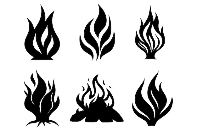 Vector flames silhouette vector bundle