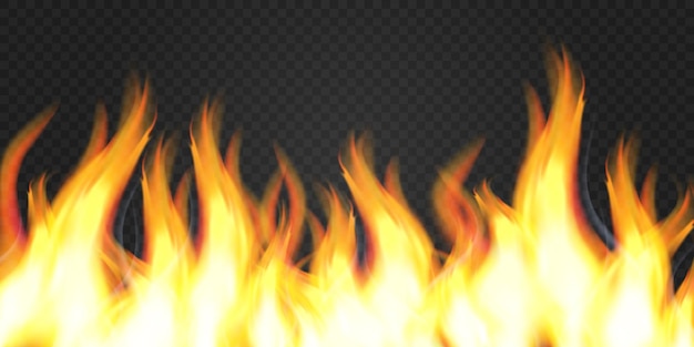 Flames with horizontal repetition on a transparent background