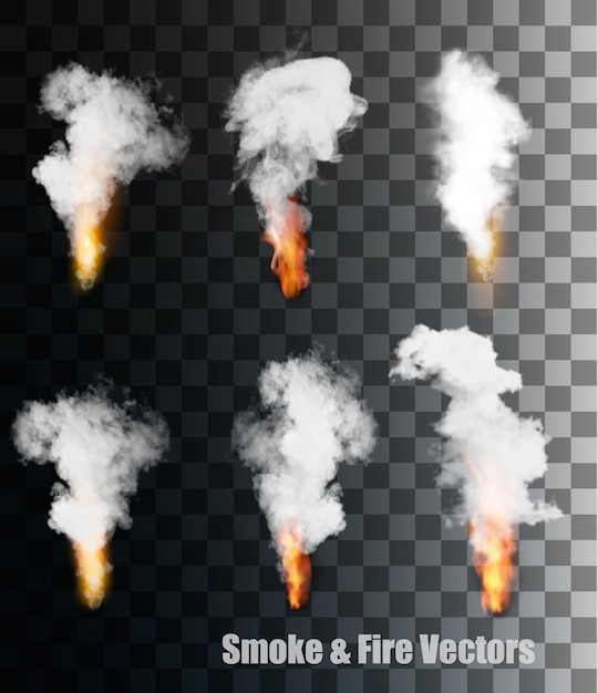 Vector flames with smoke vector icons. vector.