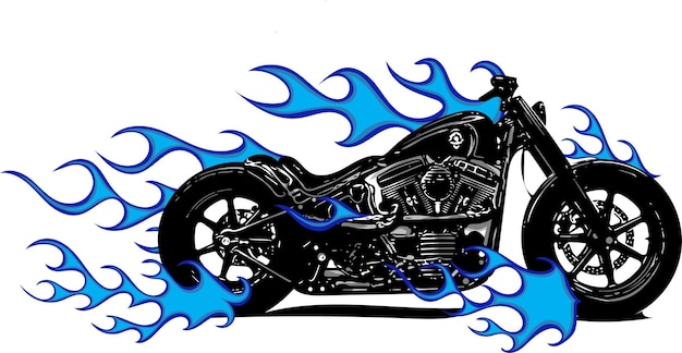 Flaming Bike Chopper Ride Front View