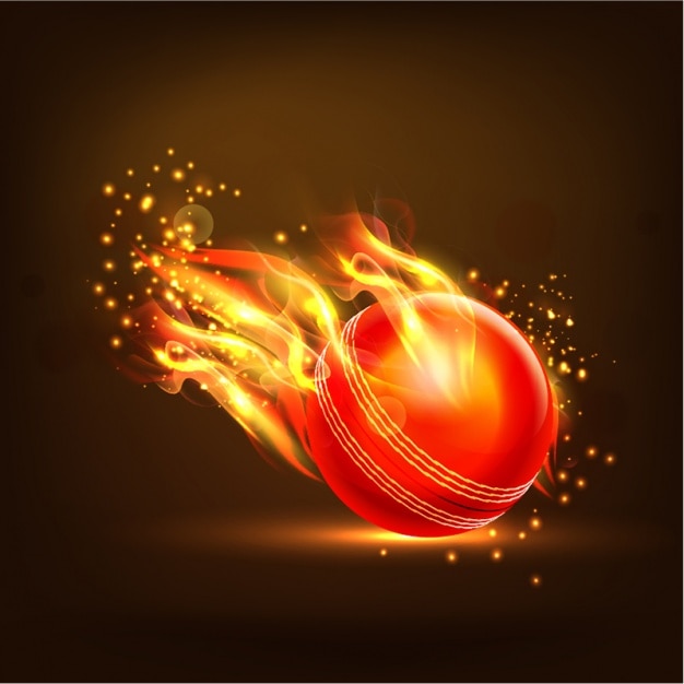 Flaming cricket ball background