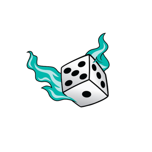 flaming on fire burning white dice 