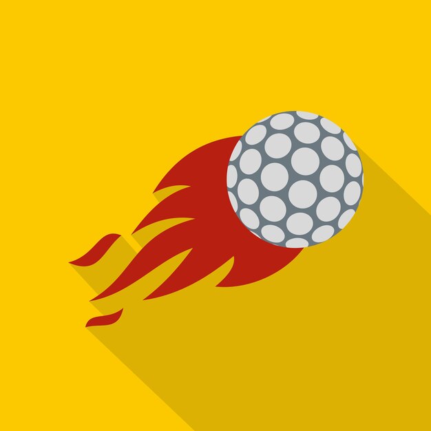 Vector flaming golf ball icon flat illustration of flaming golf ball vector icon for web on yellow background