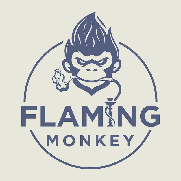 Flaming monkey illustration logo design