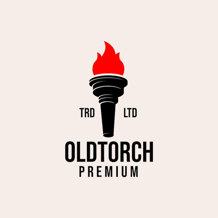 Vector flaming old torch vector logo design