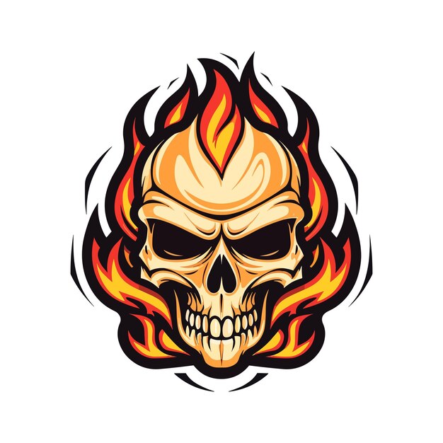 Vector flaming skull vector clip art illustration