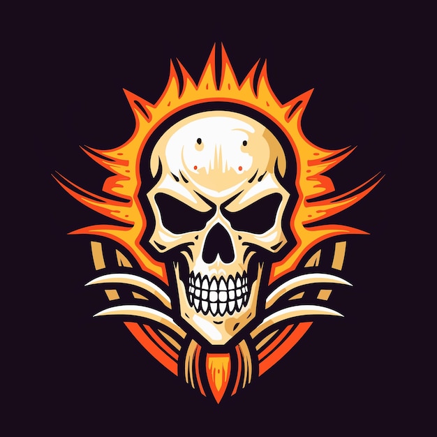 Flaming skull vector clip art illustration