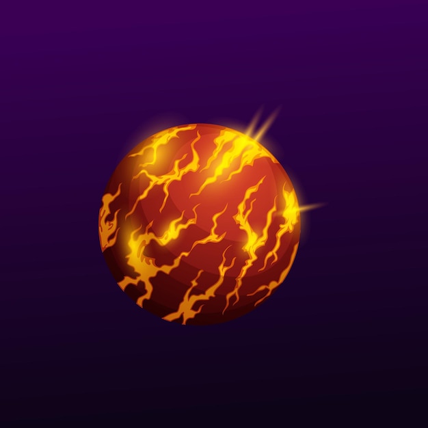 Vector flaming sphere burning planet ball hot globe