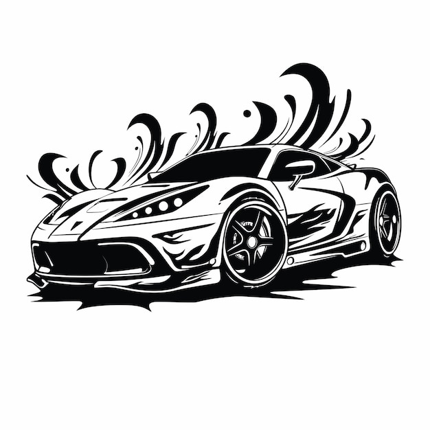 Vector flaming sports car on fire