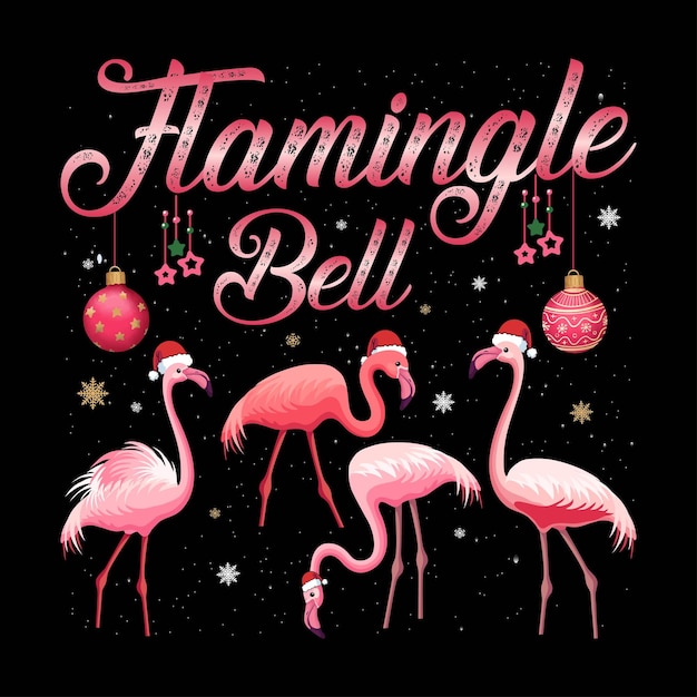 Vettore maglietta natalizia flamingle bell