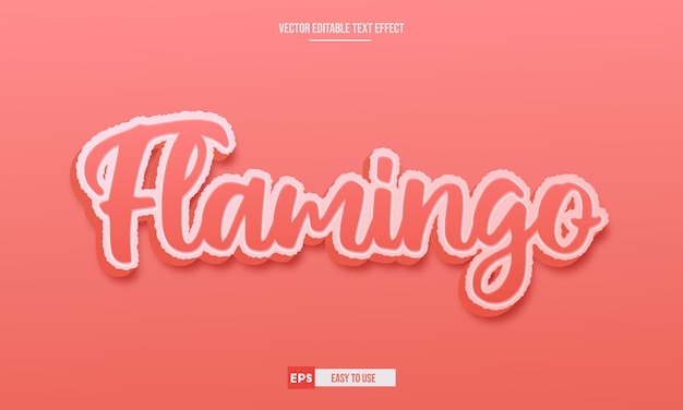 Flamingo 3d bewerkbare teksteffect premium vector