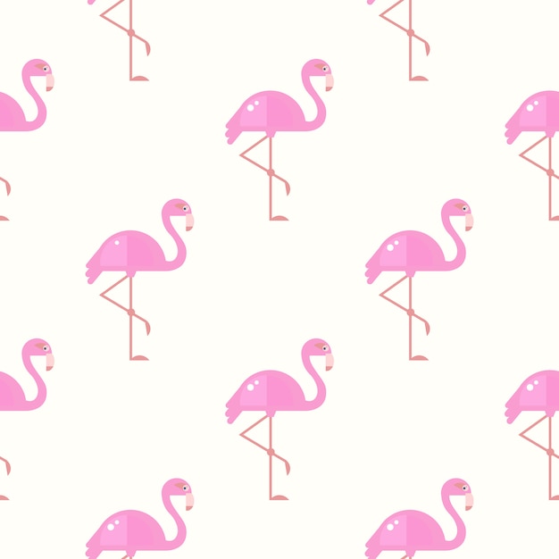 Flamingo Bird Background. Retro Seamless Pattern in Vector