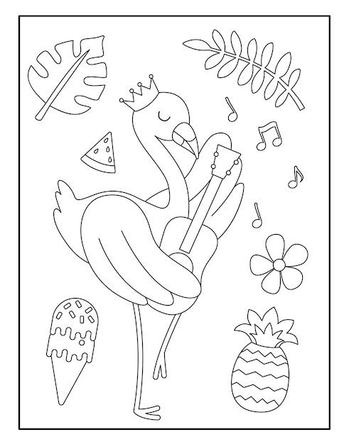 Flamingo bird coloring pages for kids