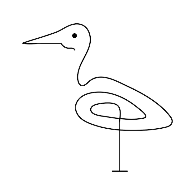 Vector flamingo bird continuous one line drawing of outline vector art illustration