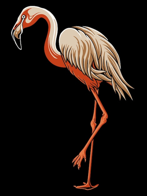 Flamingo Bird Illustrator Vector Design For Elements, editable colors