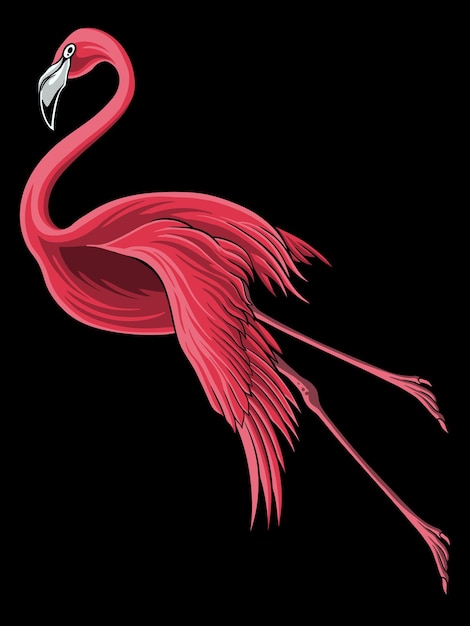 Flamingo Bird Illustrator Vector Design For Elements, bewerkbare kleuren