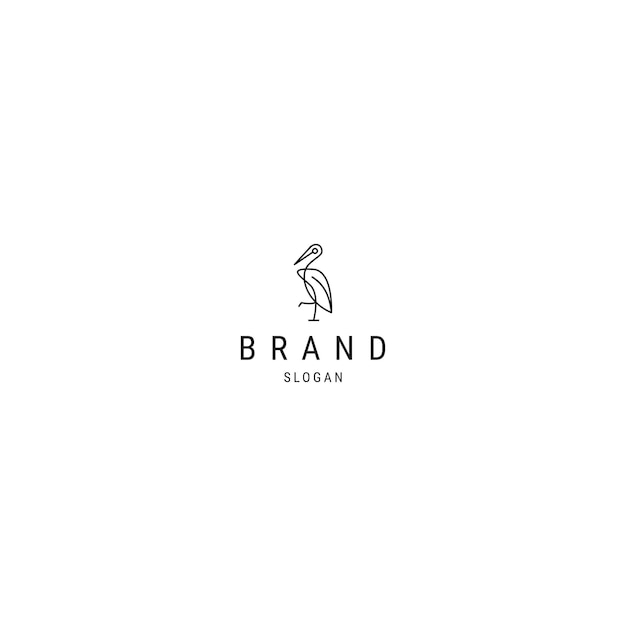 Flamingo bird line logo icon design template