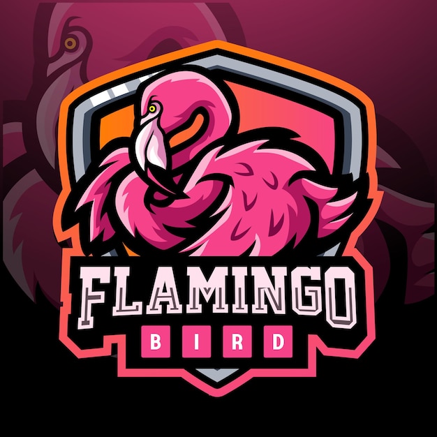 Flamingo bird mascot esport logo design